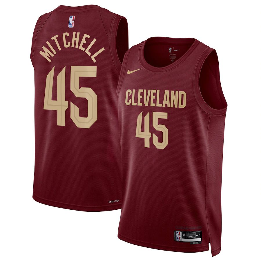 Men Cleveland Cavaliers #45 Donovan Mitchell Nike Burgundy 2022-23 Swingman NBA Jersey->customized nba jersey->Custom Jersey